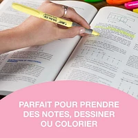 Ensemble de surligneurs pastel à grip BIC Brite Liner, pointe biseautée, paquet de 6 surligneurs pastel de couleurs assorties, jolis surligneurs pour la rédaction de carnets, la prise de notes, etc. Paquet de 6