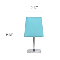 Simple Designs Mini lampe de table chromée avec abat-jour carré en tissu Empire