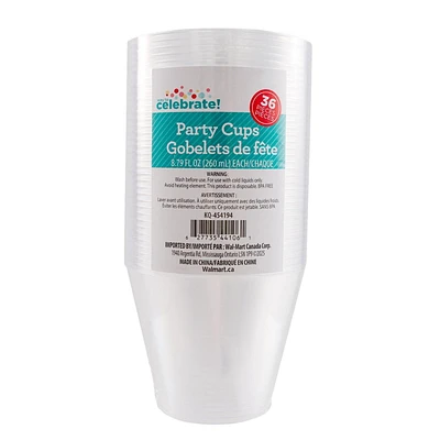 Way to Celebrate! Clear Disposable Cups, 8.79 oz., 36 Pieces