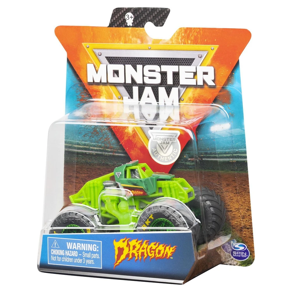 Monster Jam, Official Dragon Truck, Die-Cast Vehicle, Training Trucks Series, 1:64 Scale