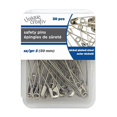Unique Creativ Safety Pins, 30 pieces, 50 mm