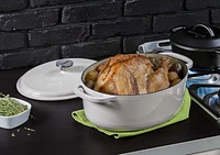 Lodge 7 Quart Oval Oyster Enamel Cast Iron Dutch Oven