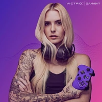 Victrix Gambit World's Fastest Licensed Xbox Controller for Xbox One, Series X|S – PC Compatible - Elite Esports Design with Custom Paddles, Swappable Pro Thumbsticks & White / Purple Faceplates