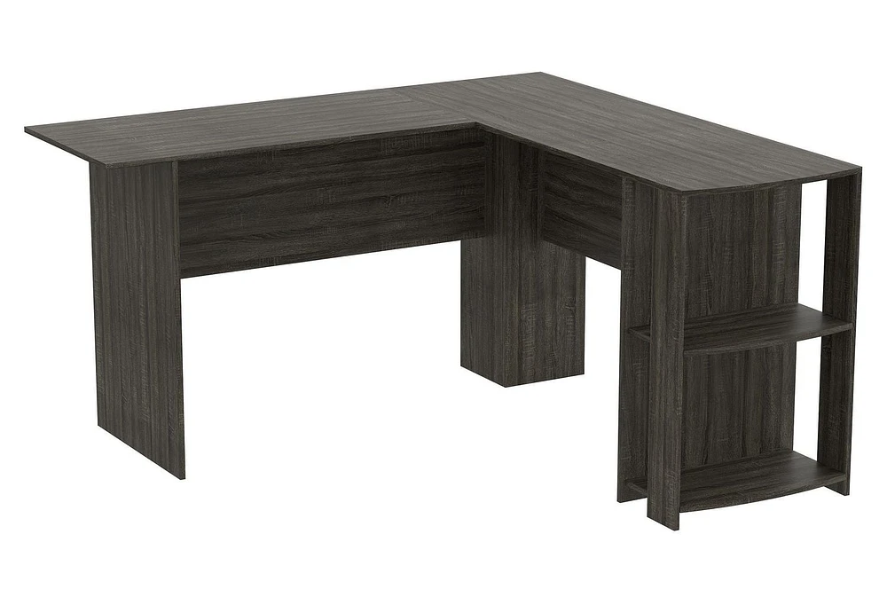 Safdie & Co. Computer Desk 55L Dark Grey L-Shaped 2 Shelves