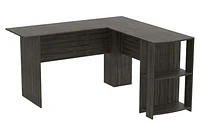 Safdie & Co. Computer Desk 55L Dark Grey L-Shaped 2 Shelves