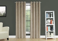 Monarch Specialties Curtain Panel, 2pcs Set, 54"w X 84"l, Room Darkening, Grommet, Living Room, Bedroom, Kitchen, Velvet, Polyester, Beige, Contemporary, Modern