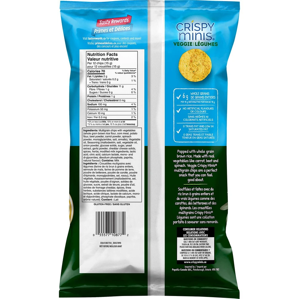 Quaker Crispy Minis Italian Herb & Olive Oil Multigrain Chips with Vegetables