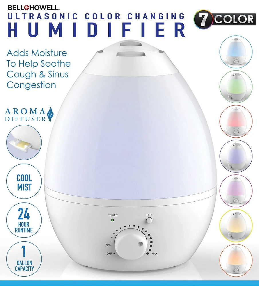 Humidificateur ultrasonique de Bell+Howell qui change de couleur