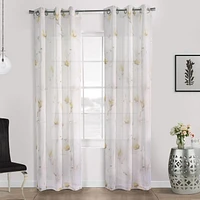 Loft Living Synergy, panneau de rideau à oeillets faux lin diaphane imprimé floral 52" x 63", corail