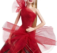 Barbie-Barbie Joyeux Noël 2024-Poupée blonde avec jupe à carreaux Âges 6Y+