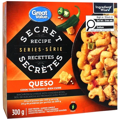 Bol de macaroni au fromage avec poulet queso Série Recettes secrètes Great Value 300 g
