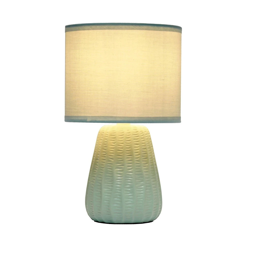 Conceptions simples 11,02 « Lampe de bureau de table de chevet d’accent pastel à texture céramique moderne traditionnelle de 11,02 « avec abat-jour en tissu assorti pour chambre à coucher, t