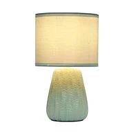 Conceptions simples 11,02 « Lampe de bureau de table de chevet d’accent pastel à texture céramique moderne traditionnelle de 11,02 « avec abat-jour en tissu assorti pour chambre à coucher, t