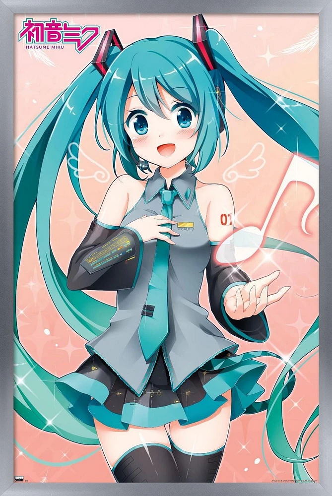 Hatsune Miku - Music Note Wall Poster with Push Pins