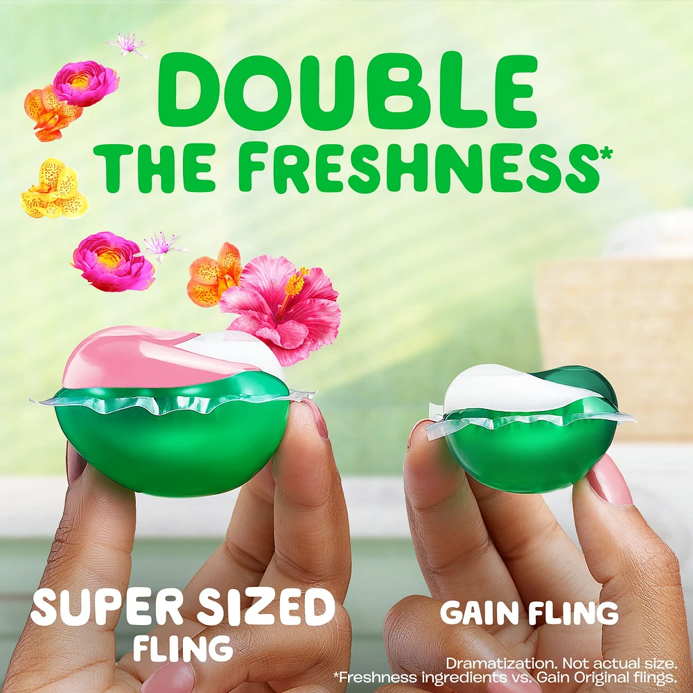 Capsules de détergent à lessive Gain Flings grande taille, 3 en 1 avec Febreze et Oxi, parfum Vibrant, 25 capsules 25CT