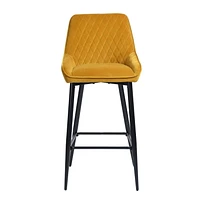 Homylin Ensemble de deux tabourets de bar modernes de hauteur de comptoir, 29", avec sièges rembourrés et dossiers, pieds en métal noir et repose-pieds, parfaits pour le bar à domicile et l'îlot de cu