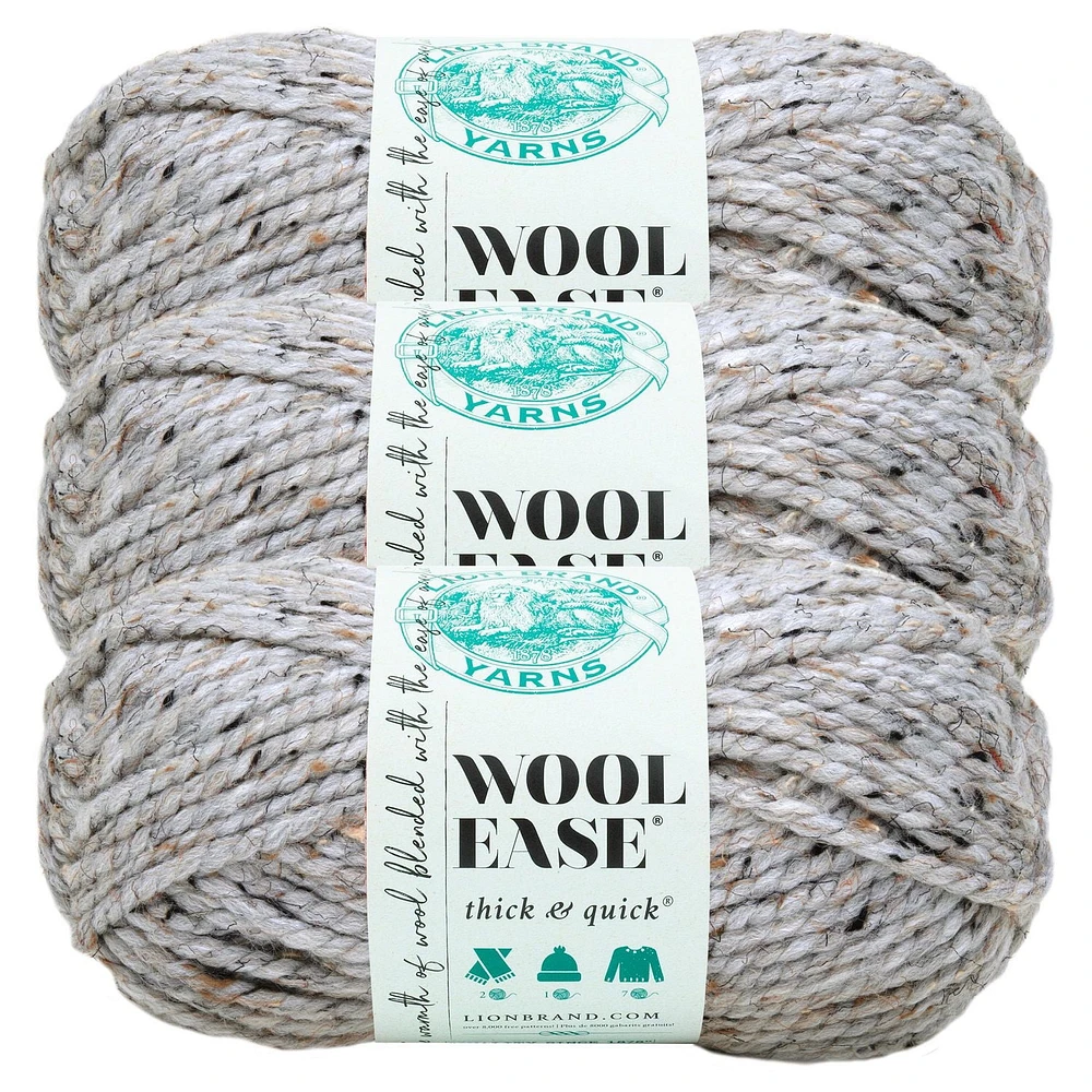 Lion Brand Wool-Ease Thick & Quick Yarn #6 Super Chunky Wool Acrylic Yarn 3-Pack