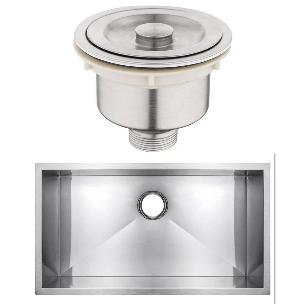 American Imaginations 27-in. W Undermount Brushed Nickel Laundry Sink Set For Wall Mount Drilling - Strainer Included AI-29418