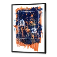Designart Orange and Navy Blue Abstract FLOAT FRAME WALL ART