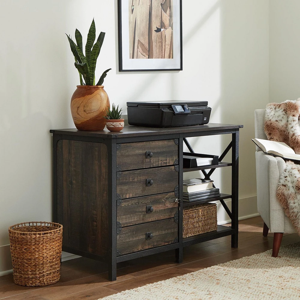 Sauder® Collection Steel River Crédence, Finition Carbon Oak®, 427849