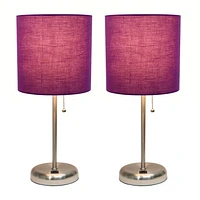 LimeLights Lampe bâton avec port de chargement USB et ensemble de 2 abat-jour en tissu