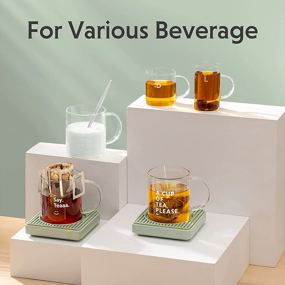 BUYDEEM OA2001B2 Extra Wide Mug Warmer, One-Touch Beverage Cup Warmer with 2 Temperature Settings and Auto Shut-Off.
