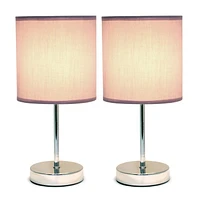 Simple Conceptions de table de base Chrome  avec abat-jour en tissu - Lot de 2