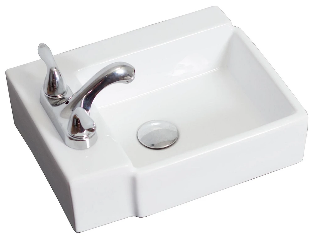 American Imaginations AI-31190 16,25 pouces W Au-dessus du navire blanc de contre pour 3H4-in. Forage à gauche