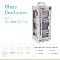 Glass Food Storage Containers with Silicone Sleeve 3 Pack