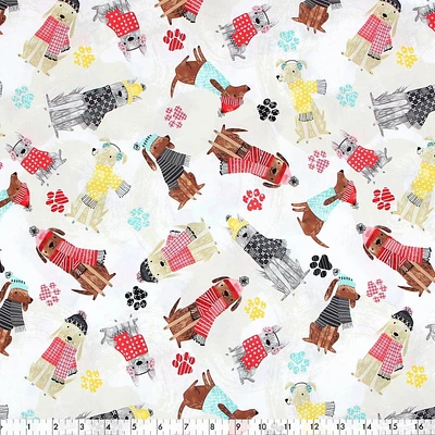 Fabric Creations Christmas Holidays Dogs Cotton Fabric by the Metre 107 cm (42")
