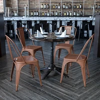 Commercial Grade 4 Pack Copper Metal Indoor-Outdoor Stackable Chair
