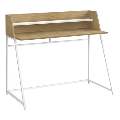 Monarch Specialties Bureau, Bureau À Domicile, Ordinateur Portable, Étagères De Rangement, 48"l, Travail, Métal, Stratifié, Naturel, Blanc, Contemporain, Moderne