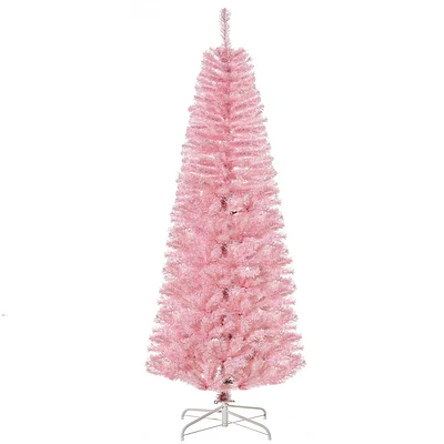 HOMCOM Arbre de Noël artificiel de 1,8 m avec ouverture automatique pour fête à la maison, rose