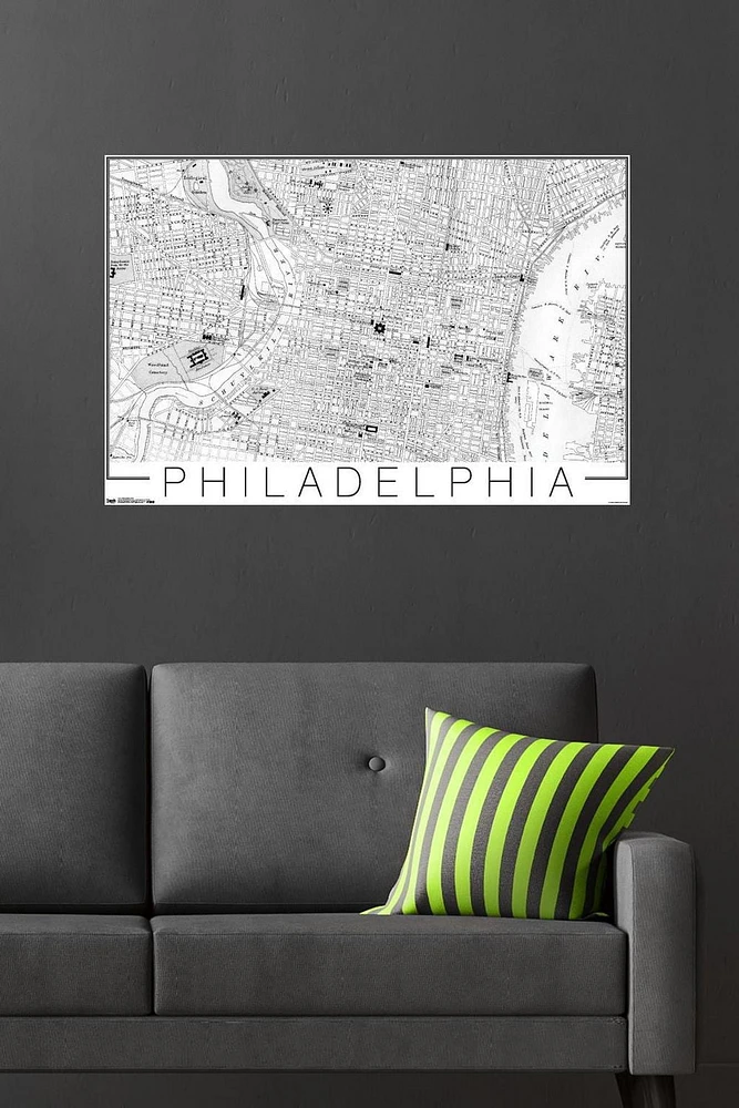 Philadelphia Map Wall Poster, 22.375" x 34"