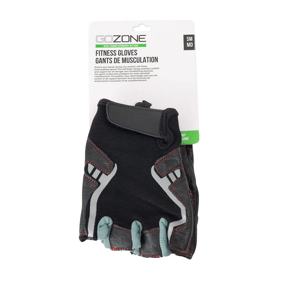 Gants de musculation GoZone – Style traditionnel – P/M – Noir/rouge Conception mi-doigt