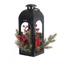 Noël noir métal lanterne décor 38cm