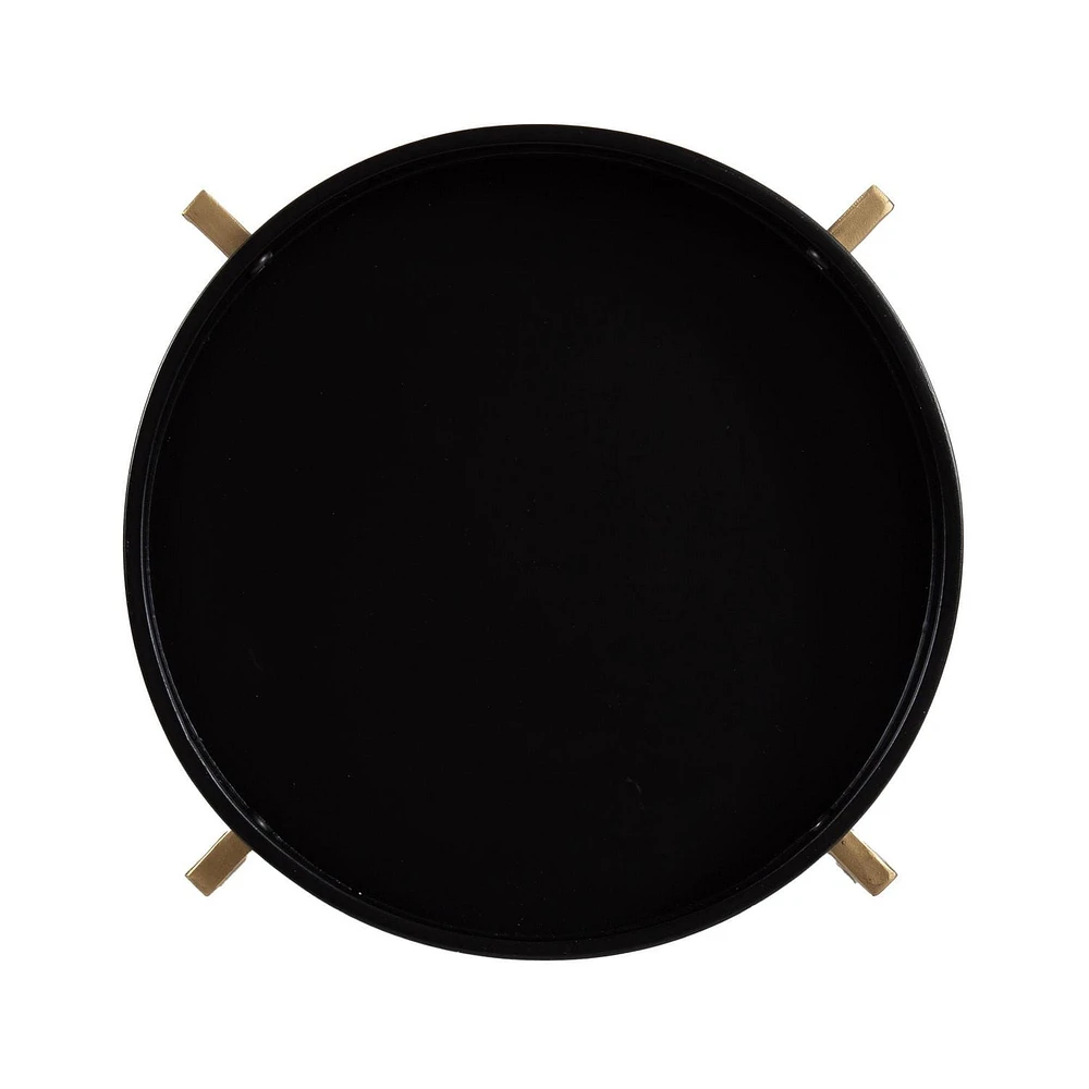 Uniek DesignOvation Valrico Black and Gold Plant Stand, Metal and MDF, 12 H x 11.4 W x 11.4 in D