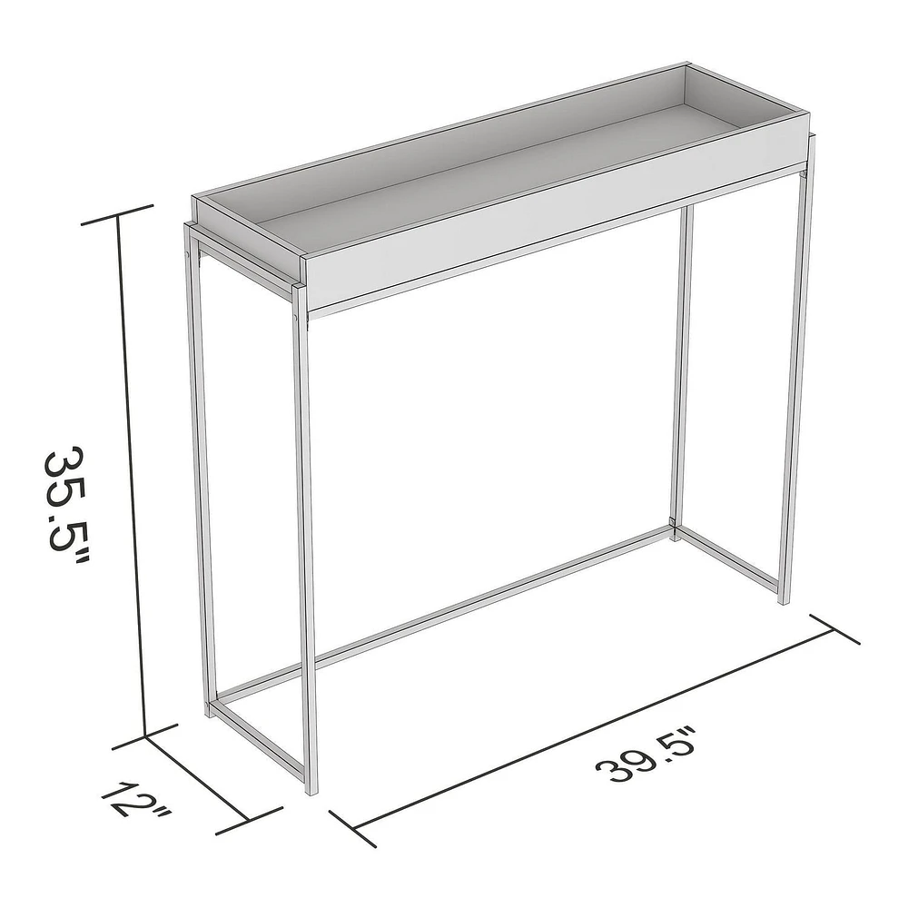 Safdie & Co. Console Table 35L Dark Grey Sunken Tray