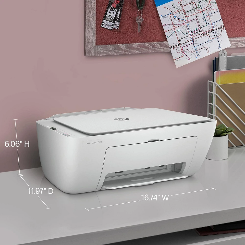 HP DeskJet 2752e All-in-One Printer w/ 3 months free ink through HP Plus, ‎Smartphone printing