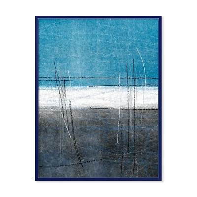 Designart Teal Meets Grey Abstract Art FLOAT FRAME WALL ART