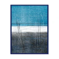 Designart Teal Meets Grey Abstract Art FLOAT FRAME WALL ART