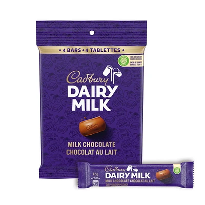 Cadbury Dairy Milk, Milk Chocolate, The Classic Creamy Taste, Chocolate Bars, Multipack (Pack of 4), 168 g