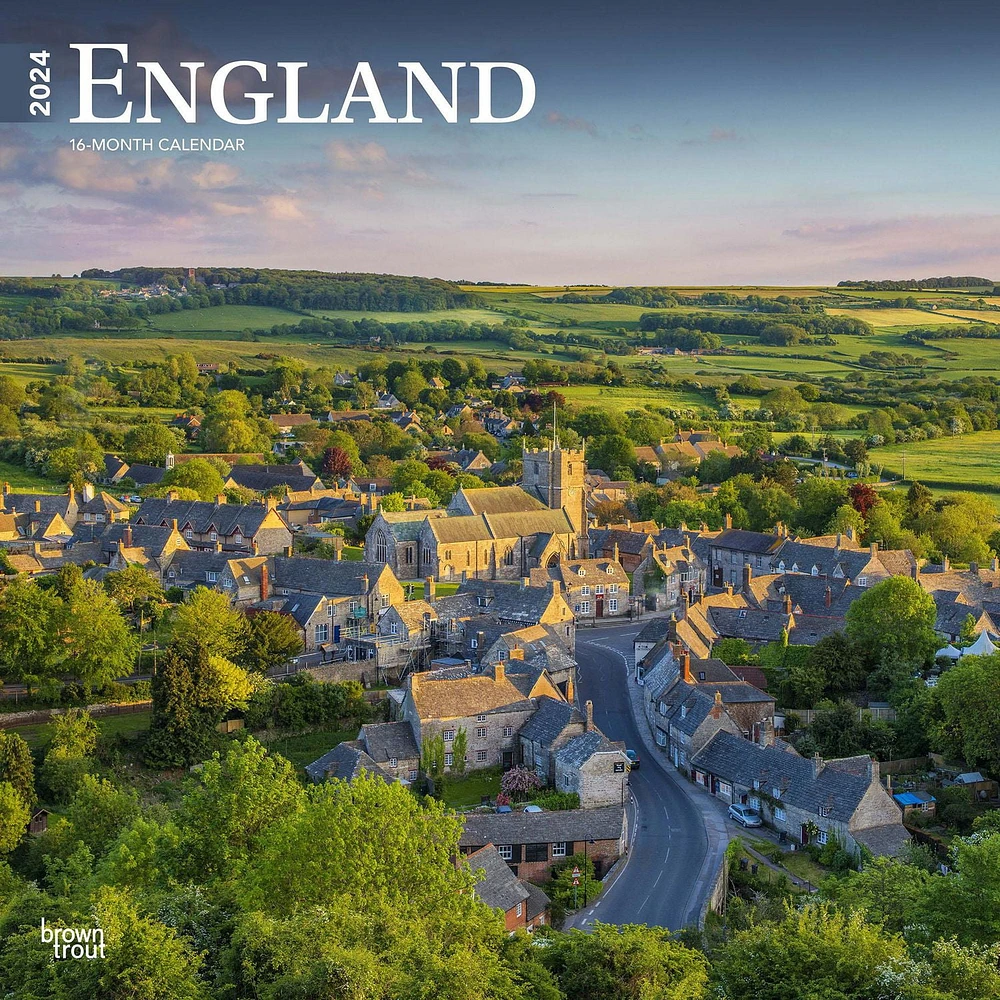 BrownTrout England 2024 12x24 Inch Square Wall Calendar, 9781975462642