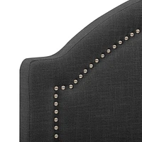 CorLiving  Fabric Bed Frame with Arched Headboard and Nailhead Trim Accents