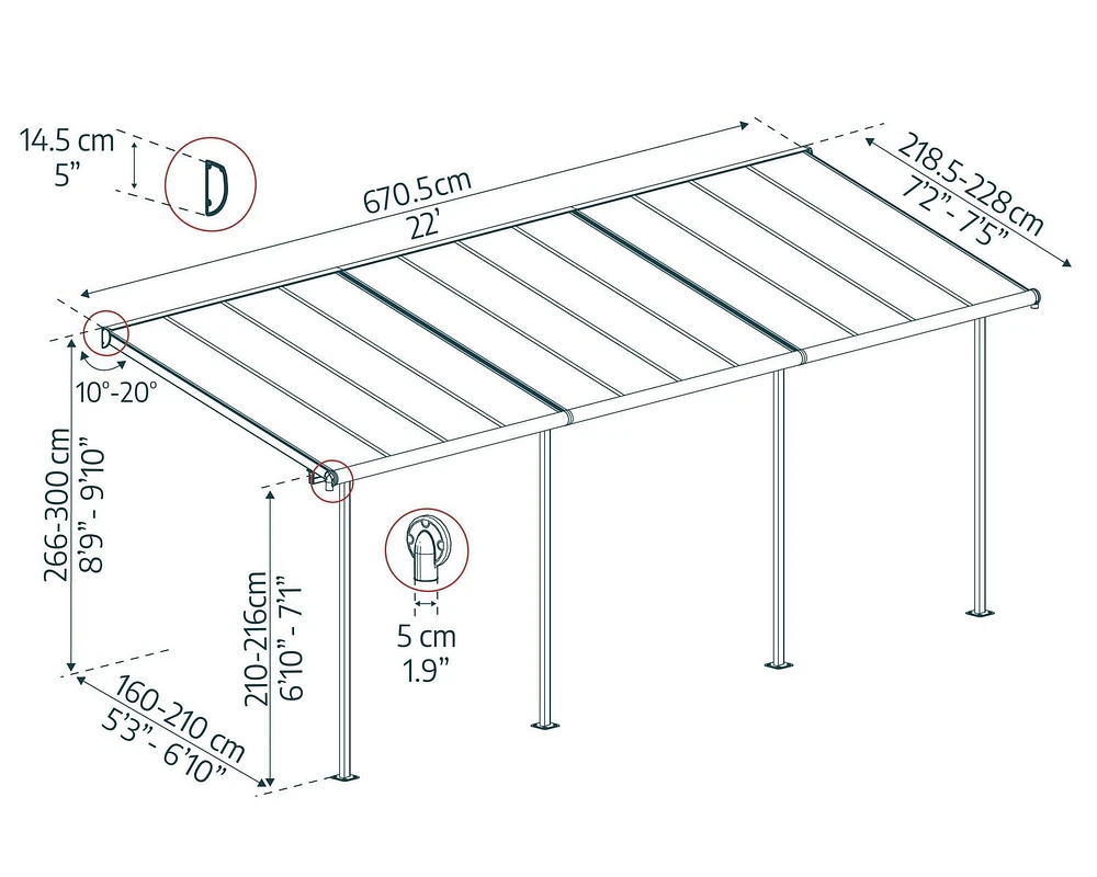CANOPIA by PALRAM Sierra™ Patio Cover 7.5 ft. x 22.5 ft. - White
