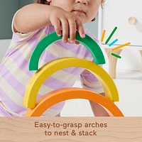 Fisher-Price Wooden Stacking Rainbow, Building Toy for Toddlers, 6 Wood Pieces