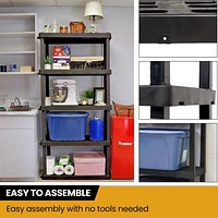 Hyper Tough Plastic Shelves Garage Shelving Unit for Basement and Home Use 5-Tier 74"H x 18'D x 36"W 2-Pack Black-750 Ibs Capacity