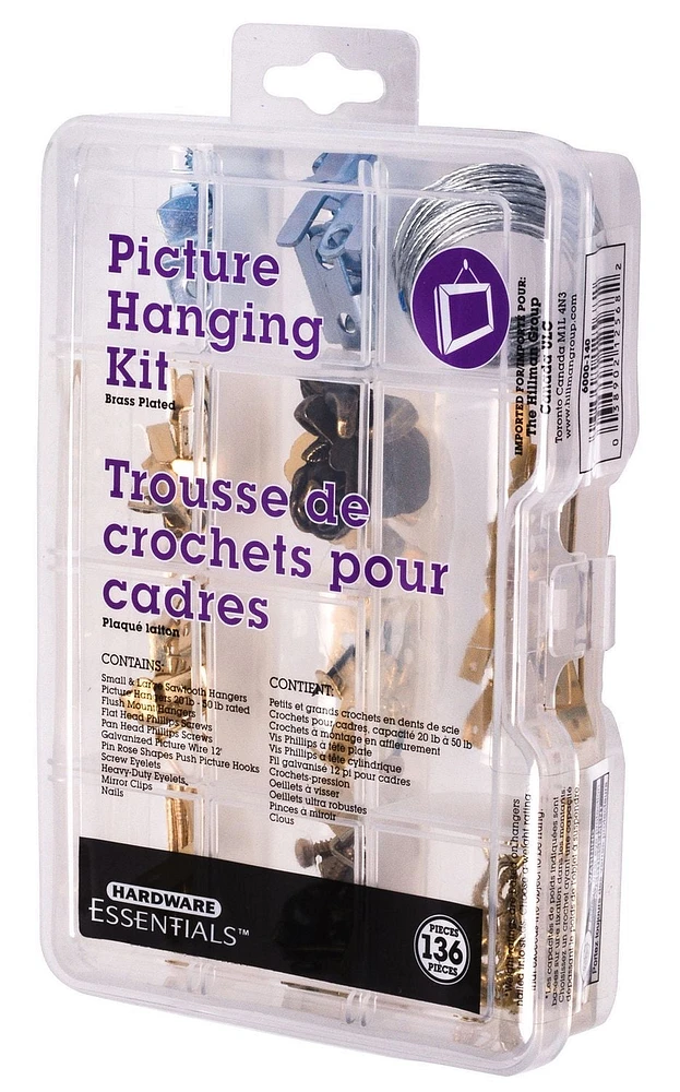 Hardware Essentials Brass Picture Hanging Kit, 136 pieces, Assorted