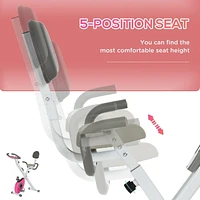 Soozier 42.9" Foldable Exercise Bike w/  7 Level Adjustable Seat Height, Pink