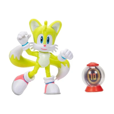 SONIC Figures 4 pouces avec accessoires – Tails boîte à objet avec super anneau